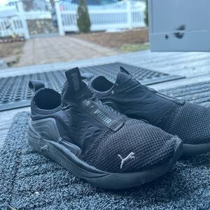 Puma Black Textured Slip-On Shoes